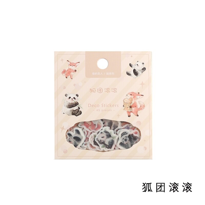 45pcs/1lot Kawaii Stationery Stickers Cute Animal Fox Diary Planner Decorative Mobile Stickers Scrapbooking DIY Craft Stickers