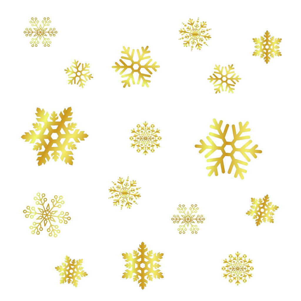 Merry Christmas snowflake Wall Sticker Gold Household window wallpaper decorations Year stickers Mural Decor Decal Removable: A
