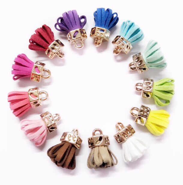Pendentif pompon Vintage en cuir suédé de 25mm, pour bricolage, résultats de bijoux artisanaux, boucles d&#39;oreilles, accessoires, ornements porte-clés, 10 pièces/lot: Random color