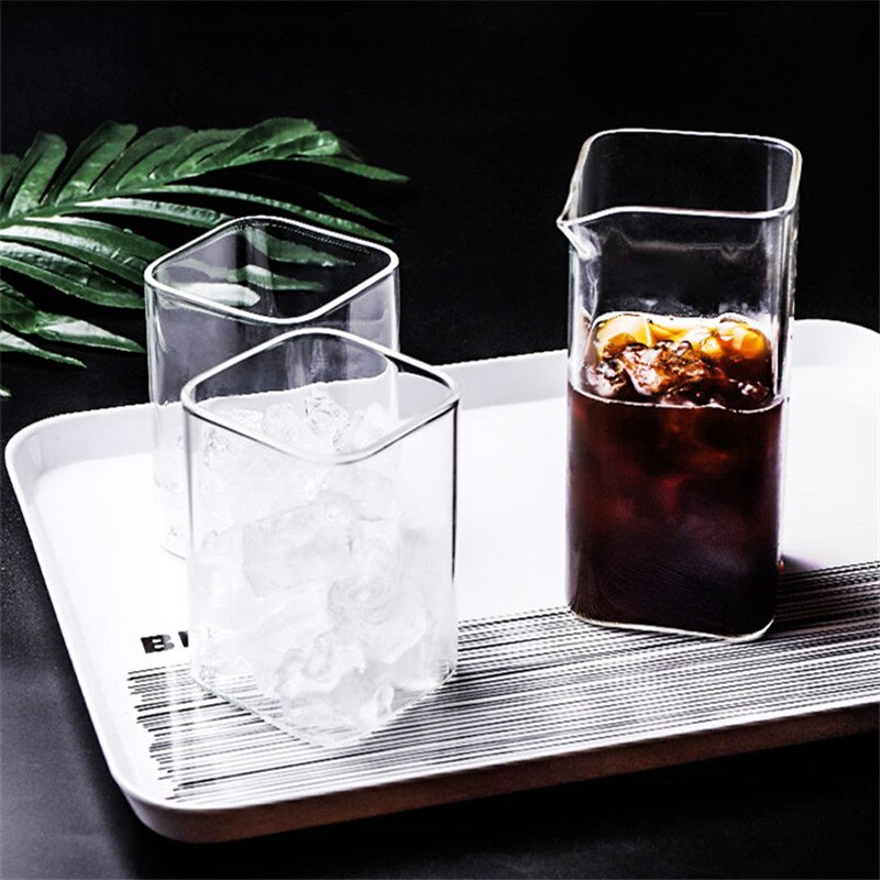 Verre Simple carré café partage Pot café ménage verre Transparent expresso Cappuccino Latte tasse résistant à la chaleur tasse à café