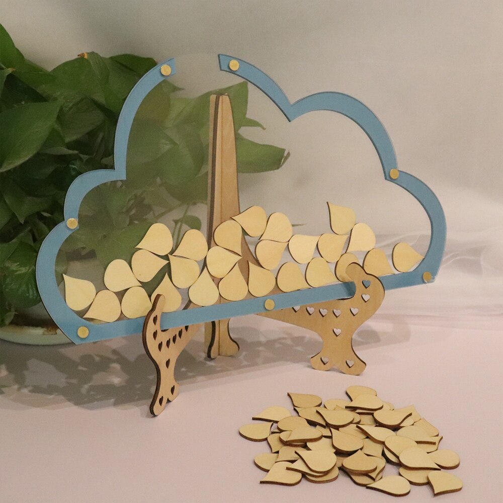 3D Wolken Einzigartige gästebuch Hochzeit Mit 100 stücke regentropfen Rustikalen Süße Gästebuch Hochzeit Wünsche Kasten holz Kasten