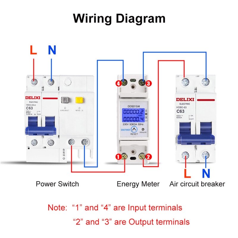 DDS015M 230V Power Watt Meter w Reset Voltage Ampere Electric Consumption 5(80A)