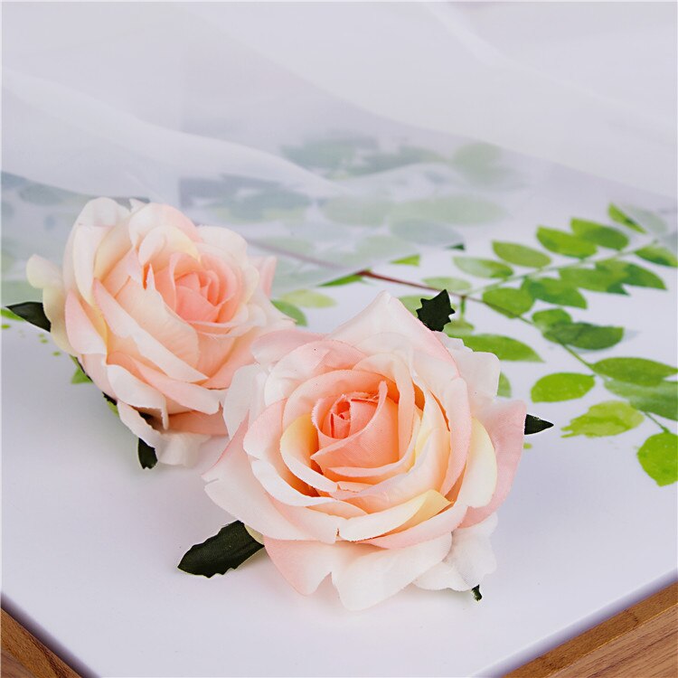50 stk/parti kunstige rosen blomsterhoved 7cm europæiske retro silkeblomst bryllup blomster væg blomster fest hjemme dekorativ