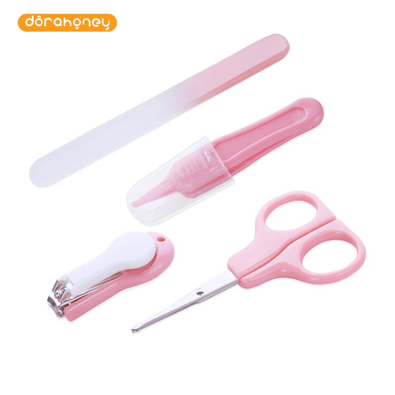 Dorahoney 4Pcs Baby Nail Care Set Pasgeborenen Vinger Trimmer Schaar Nagelknipper Manicure Kit Baby Cartoon Dier Nail Fileset