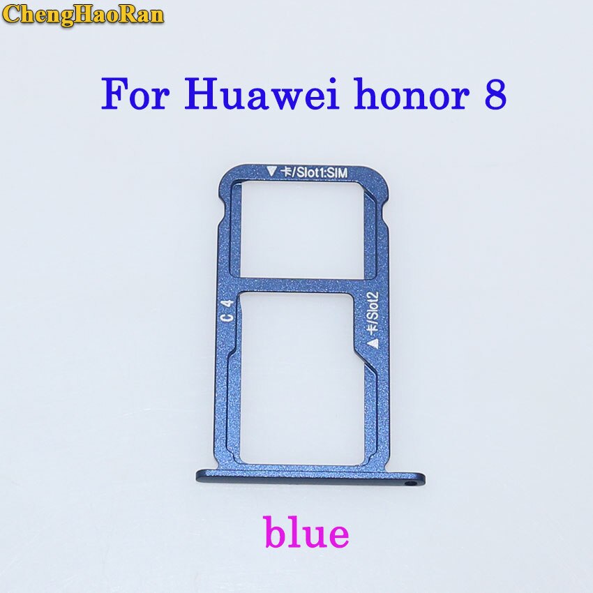 ChengHaoRan plateau de carte SIM + plateau de carte Micro S D pour Huawei Honor 7/8/8X/8X max/8 lite pièces de réparation support de fente de plateau de carte SIM: honor 8--blue