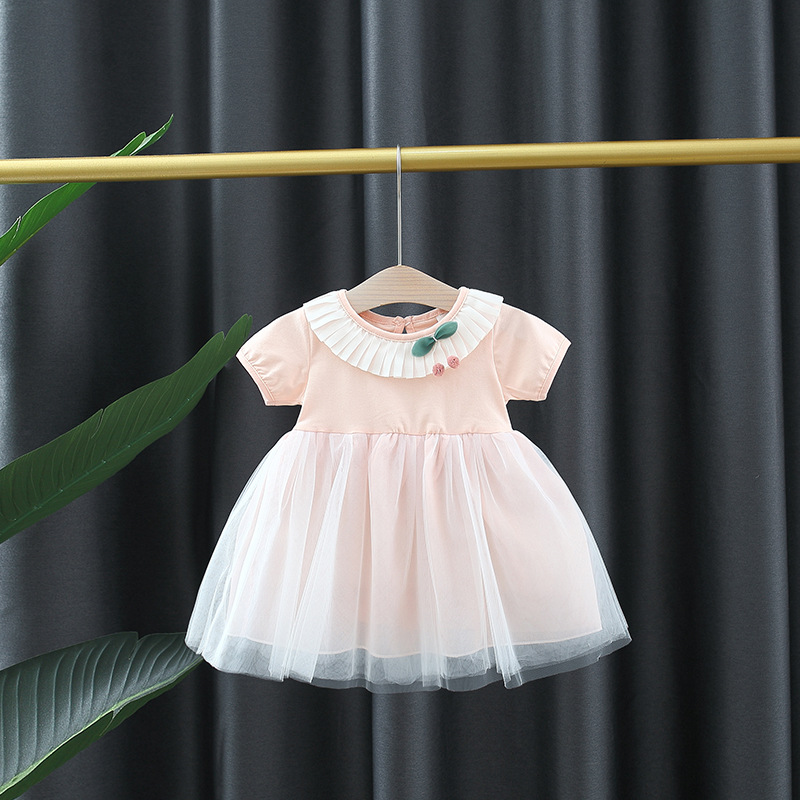 Babzapleume abiti estivi per bambini abiti da principessa per neonato a maniche corte in cotone a rete carino abiti per neonate 157: B / 10(12-24M)