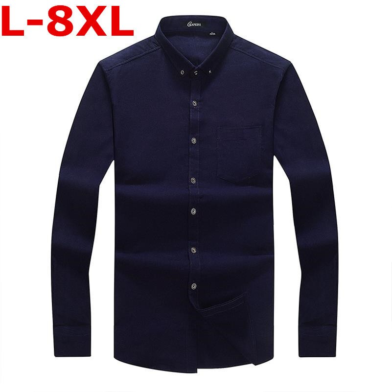 Plus size 8xl 7xl 6xl 5xl merkeklær slim fit menn langermet skjorte rutete bomull avslappet sosial løs hel