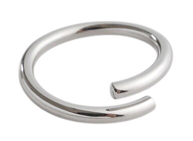 Fin .s 925 sterling sølv ring geometrisk rund flad vanddråbe minimalistisk stabelbar åbning justerbar sølv 925 ring: Cj070- b sølv