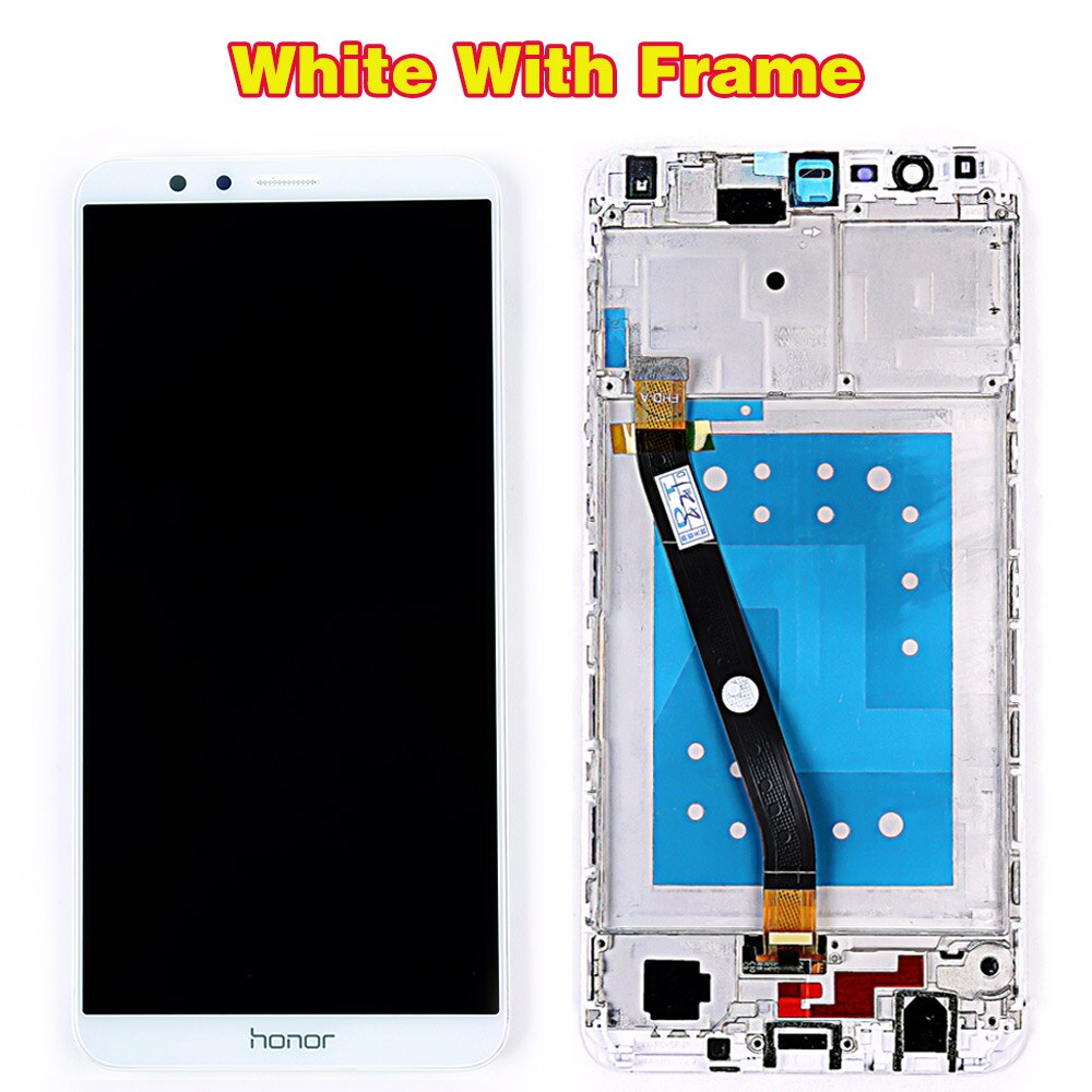 Huawei Honor 7X LCD Display BND-L21 BND-L22 BND-L24 Touch Screen 5.93 inch Digitizer Assembly Frame with Free glass film Tools: White With Frame