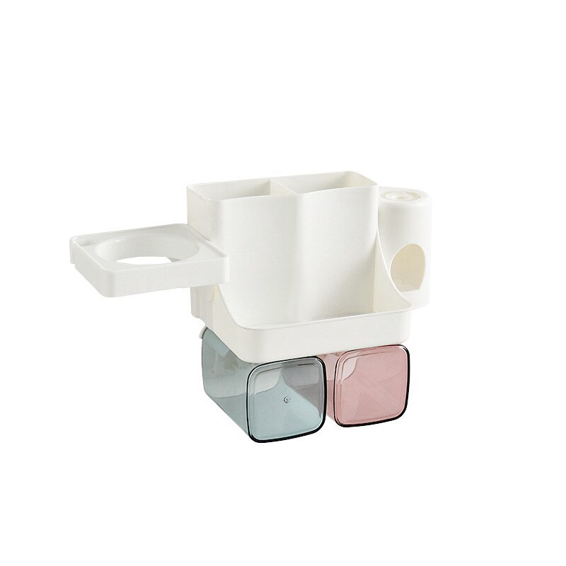 Multifunctional Toothbrush Holder with Cup Wall Mounted Bathroom Organizer Toothpaste Dispenser Plastic Storage Rack Soap Holder: 2 person Type A