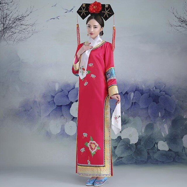 Vestido de la dinastía Qing de , vestido tradicional chino antiguo para mujer, traje de infantería Peri, bata teatral Dande Wear: hot pink