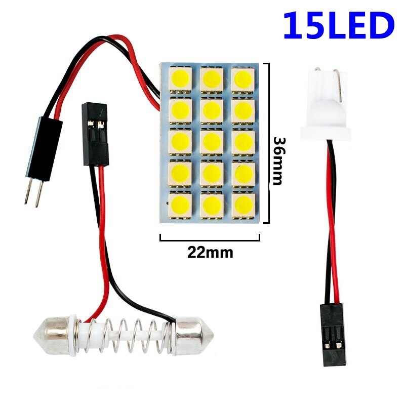 12 15 24 smd 5050 led auto panel lys læse kuppel pære bil interiør tag kortlampe med  t10 w5w c5w c10w festoon 2 adapter base