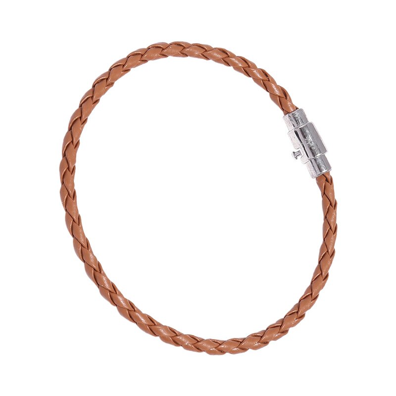 Theeleeshipin mænds armbånd brun sort flettet læder armbånd mænds magnetlås smykker 4 6mm: Lysebrun / 6mm