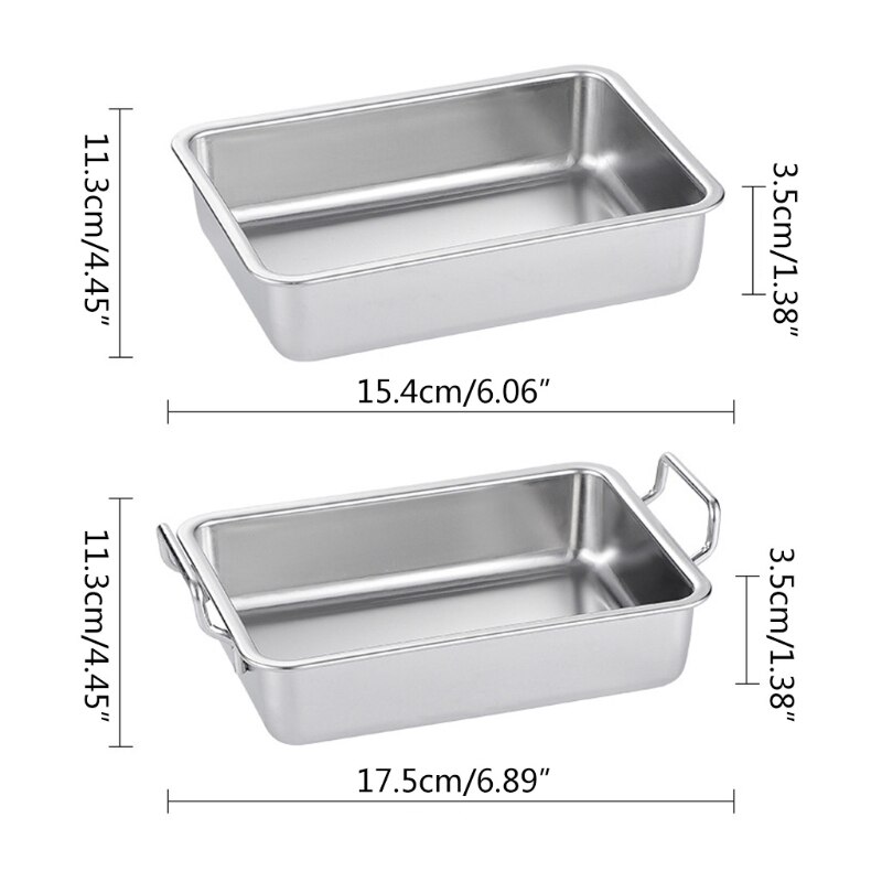 304 Stainless Steel Square Plate for Snack Barbecue Dessert Tray Home Kitchen Dining Table Plates Nut Cake Fruit Plate