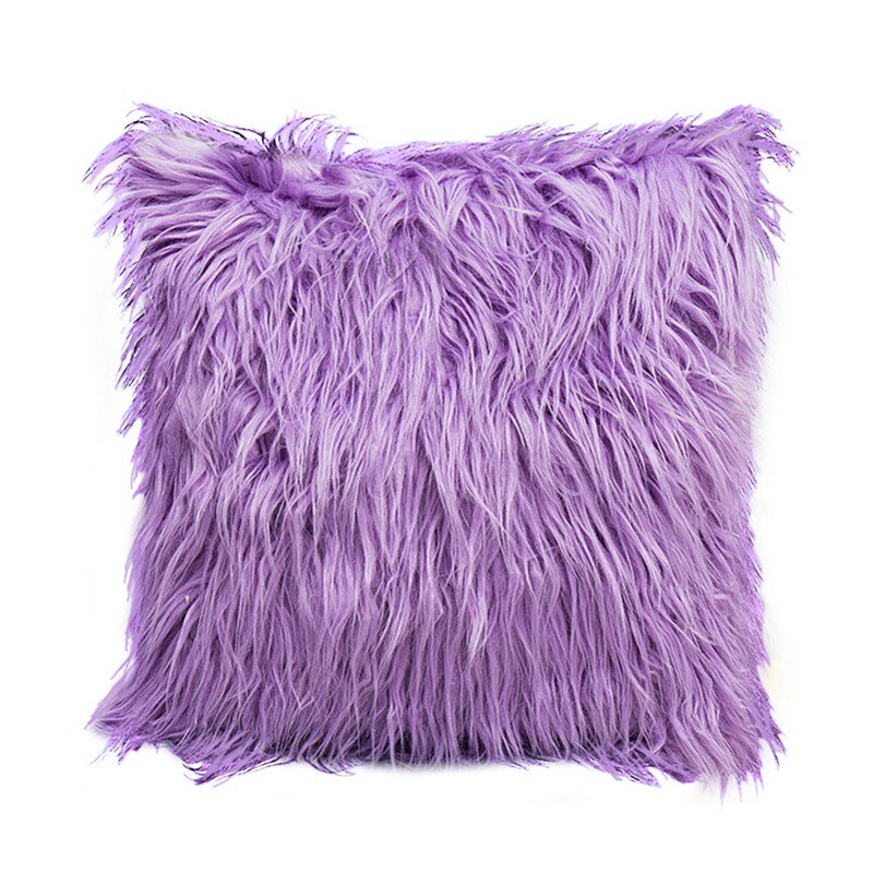 1PC Nordic Posh Style Home Decor Super Soft Plush Mongolian Faux Fur Throw Pillow Cover Cushion Case Pillowcase Square D: 1