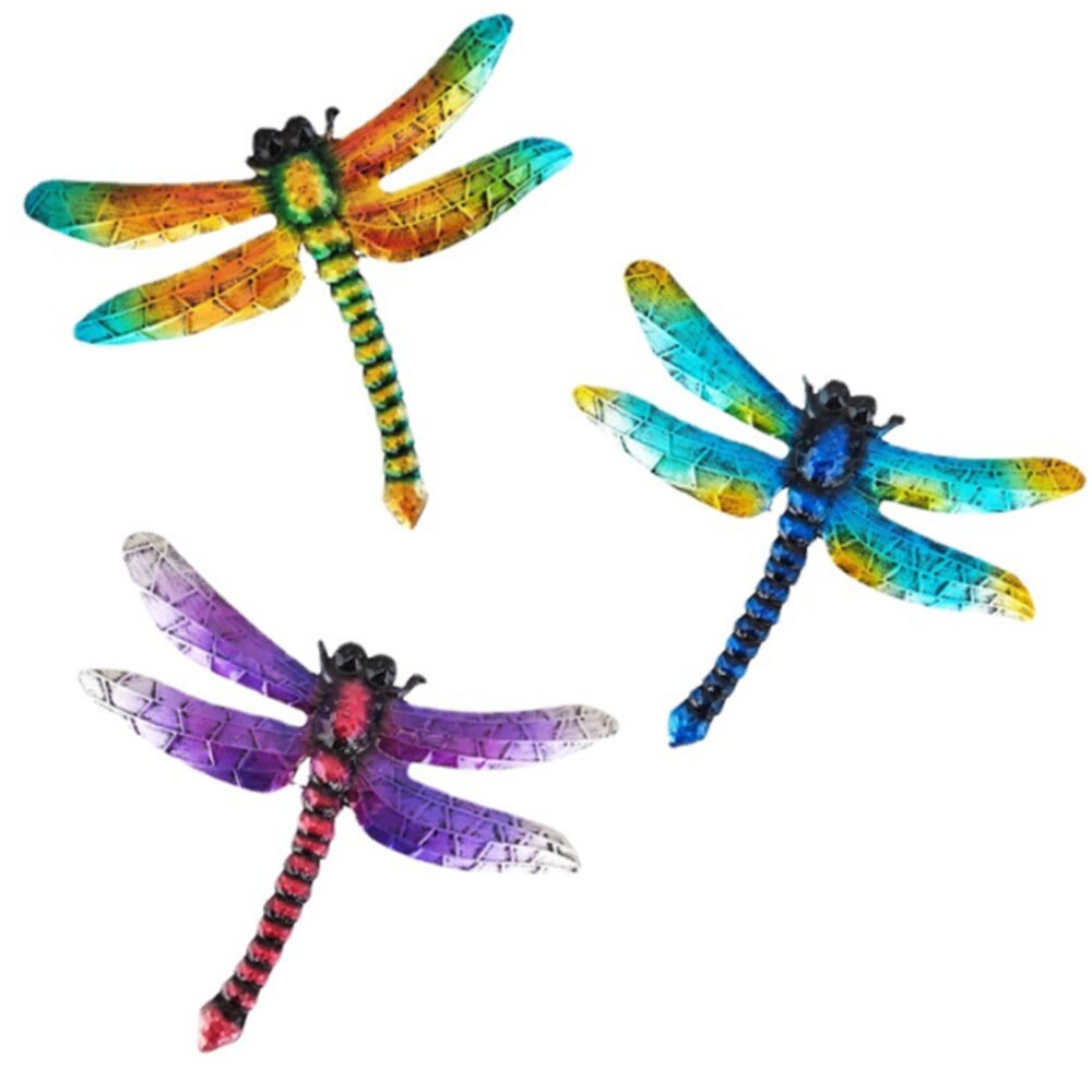 Metal Dragonfly Wall Decor Outdoor Garden Fence Art Hanging Decorations for Living Room Bedroom