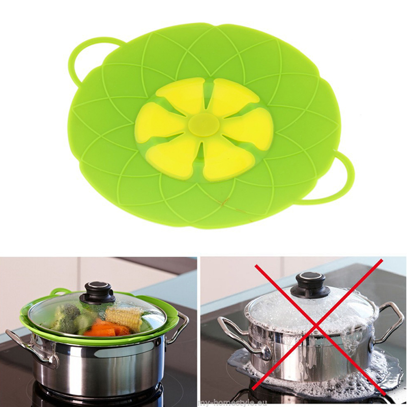 Flerfunktionsmatlagningsredskap blomma köksredskap delar grön silikon koka över spill lock propp ugnssäker för gryta/panna lock 10 "