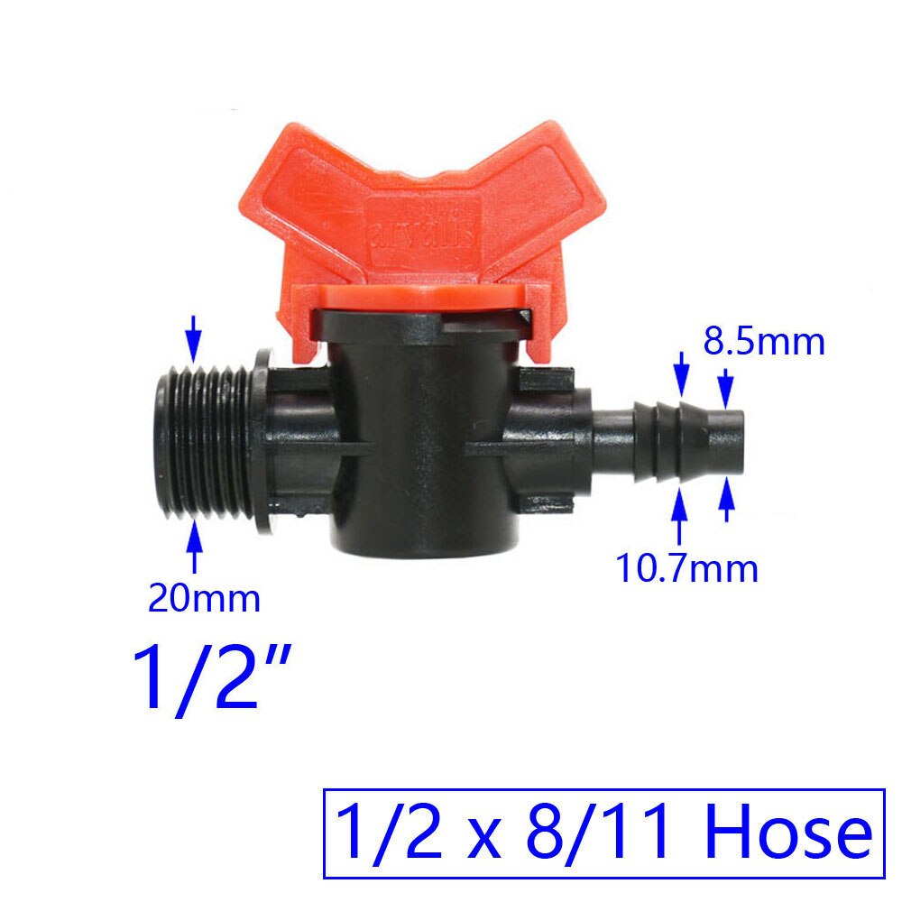 Garden Tap Pe Hose Connector Mini Valve With thread 1/2 3/4" For 1/4" 3/8" 16/20/25mm Water Tube Irrigation Valve Waterstop Cran: light green