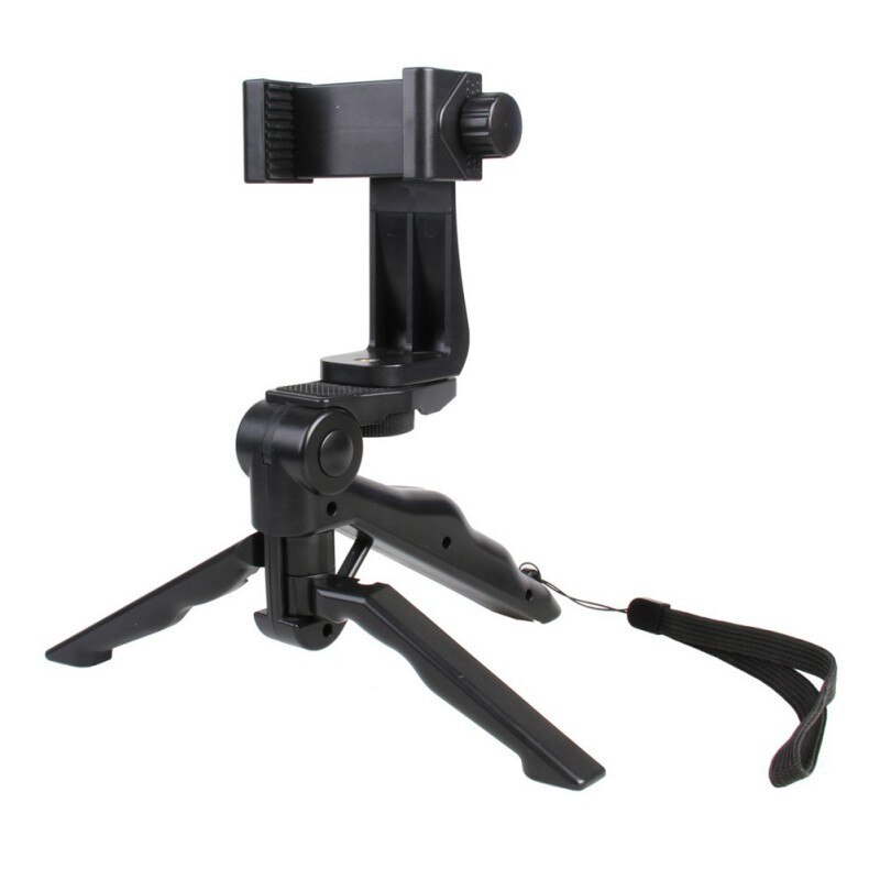 Mini Selfie Stok Draagbare Desk Plastic Stand Handheld Tripod Mount Met Telefoon Klem &amp; Aanpassen Statiefkop Voor Smartphones