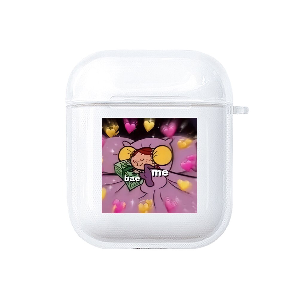 Silicone MEMES case for Apple Airpods 1 2 Case Transparent Soft Cover for Air Pod Dogs meme Case protective Airpods Cover Fundas: PS101016