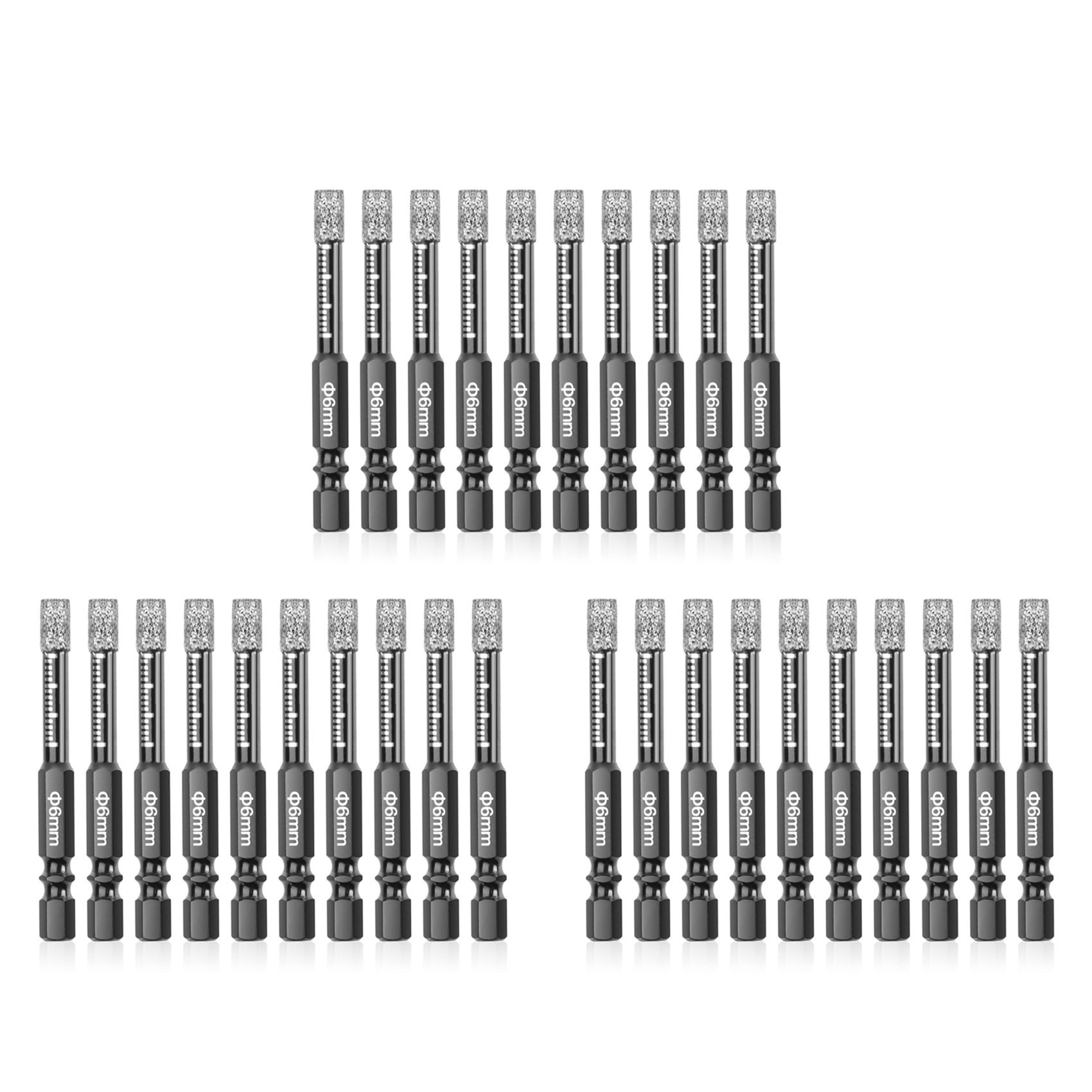 A36T-30Pcs Diamond Drill Bits,6Mm Dry Diamond Core Drill Bit Set For ,Granite,Tile,Glass,Marble,Brick,Stone: Default Title