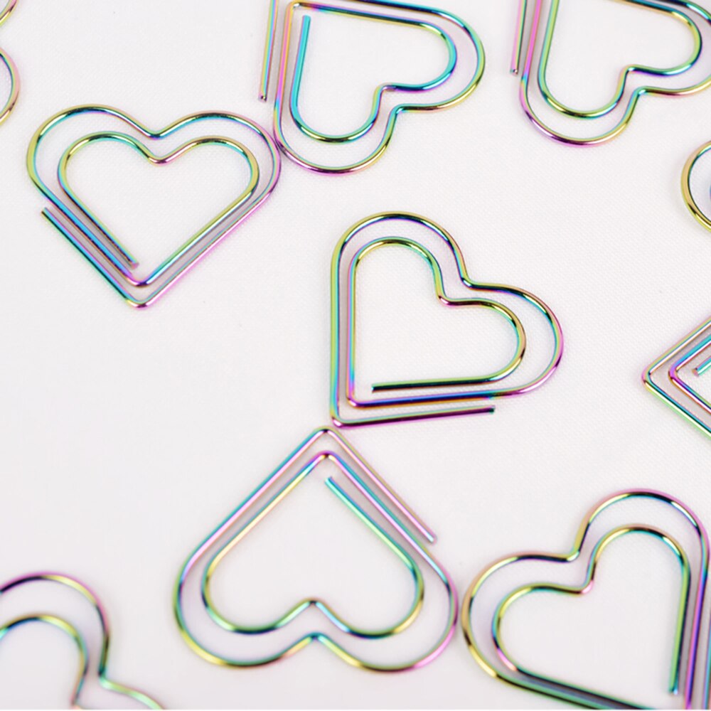 Juego de 12 Clips de papel en forma de Corazón Arco Iris, marcapáginas, herramientas de planificador, Scrapbooking, Clip de notas, carpeta de Metal, Paperclip