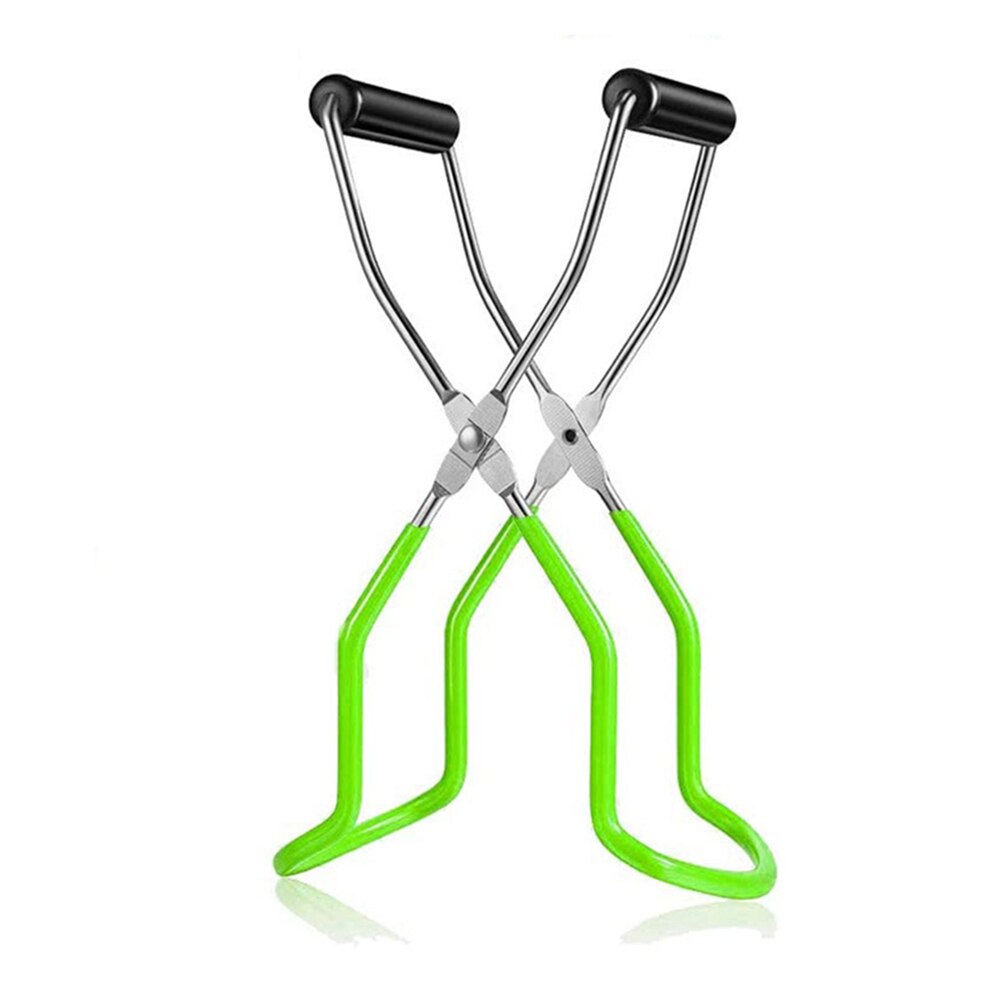 Canning Jar Lifter with Grip Handle Stainless Steel Can Lifter Tongs Jar Clip Heat Resistance Anti-clip Mason Jar Glass Lifter: White