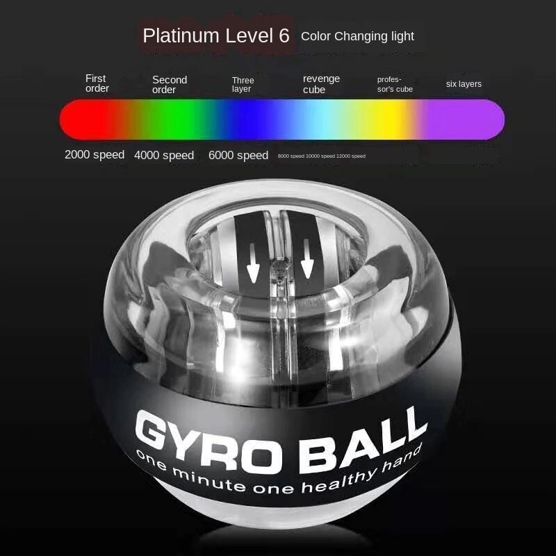 LED Gyroscopic Powerball Wrist Power Arm Hand Grip Muscle Force Trainer Home Gym Fitness Equipment Gyroscope Spinner Balls: Beige