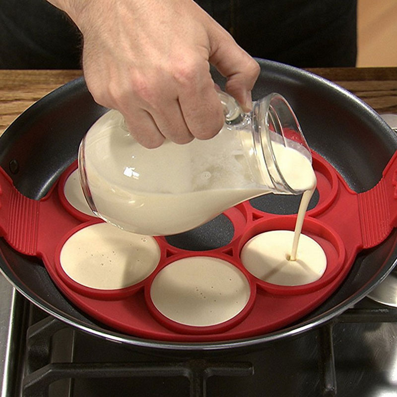 Moldes de tortitas para freír tortitas, 7 agujeros, cocina redonda, molde de tortitas para cocinar huevos, Helpers, con tapa de BPA, forma de cocina, Sili B3H1 gratis