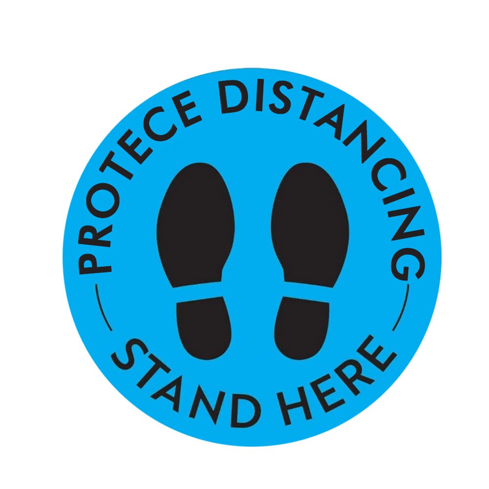 Adhesive Public Area Cue Bank Waterproof Store Safety Decals Round Stand Here Removable Social Distancing Floor Sign Anti Slip