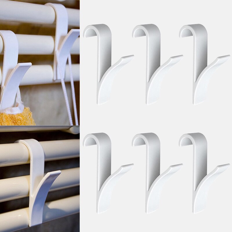 Hanger Voor Verwarmde Handdoek Radiator Rail Kleerhanger Bad Haak Houder Percha Plegable Sjaal Hanger Wit 6 Stuks