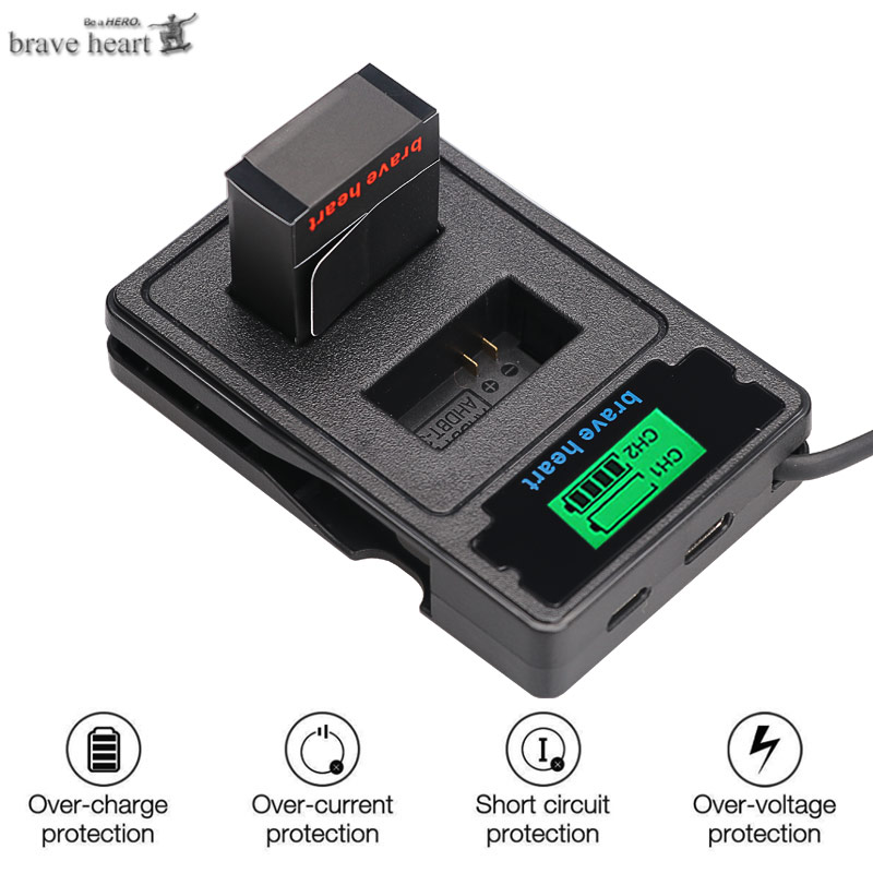 Høj kapacitet bateria hero 3 gopro hero 3 batteri + type-c usb-oplader + batterikasse til gopro go pro hero 3 3+  kamera tilbehør