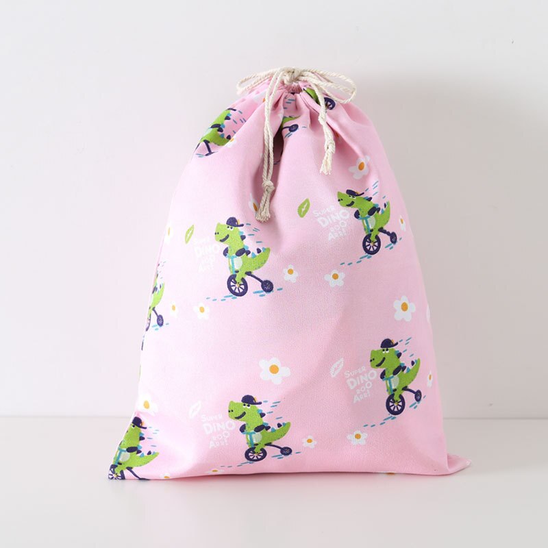 1PC Casual Women Cotton Drawstring Shopping Bag Eco Reusable Folding Grocery Bag Cloth Underwear Pouch Case Travel Xmas Bag: Pink / S