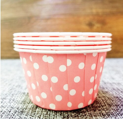 Ensemble de gobelets à gâteau en papier enduit à bord roulé, grands/petits, à muffin de dessin animé, gobelets résistants aux hautes températures, 100 pièces/ensemble: pink