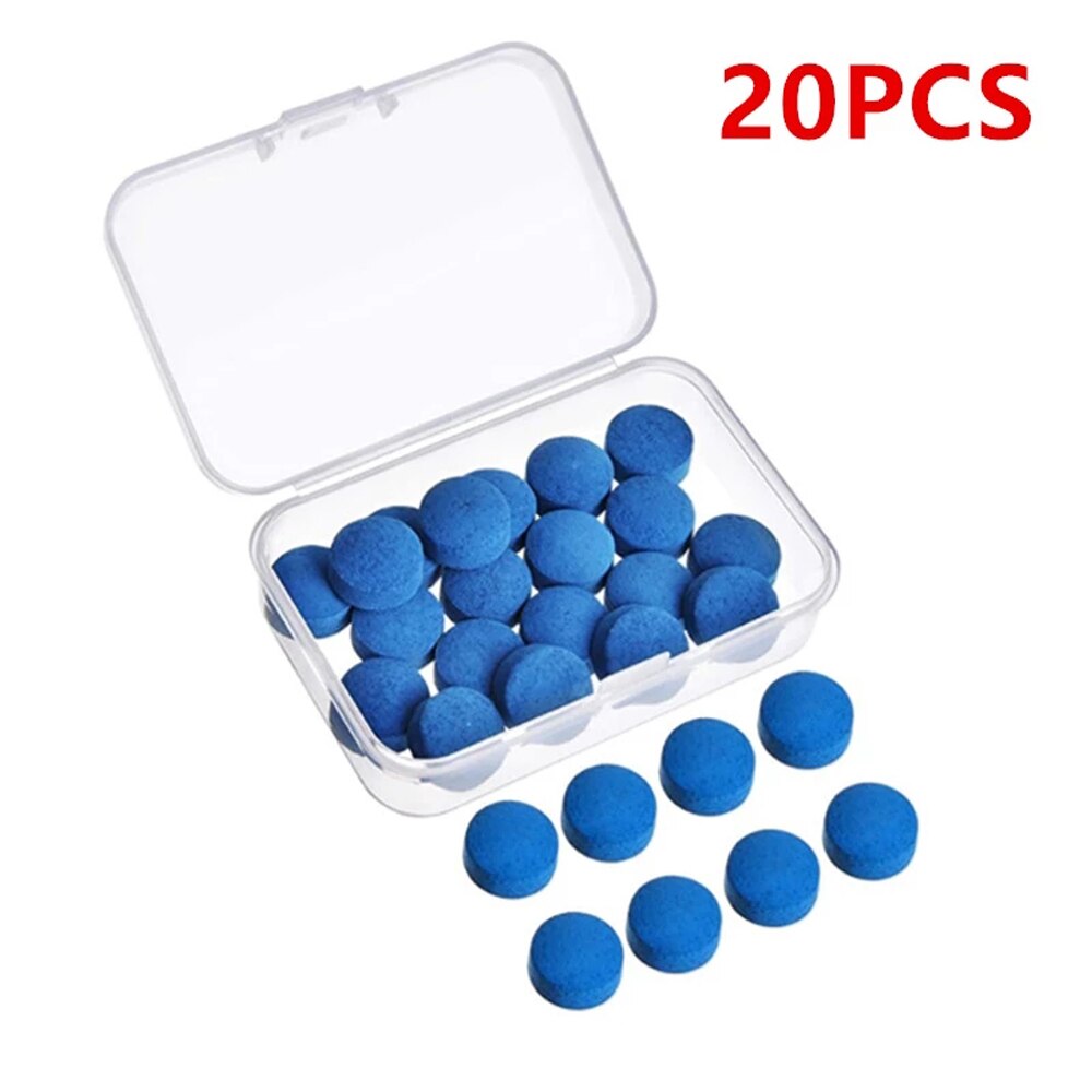 20 Pieces Cue Tips 13 mm Pool Billiard Cue Tips Replacement with Storage Box for Pool Cues and Snooker Blue