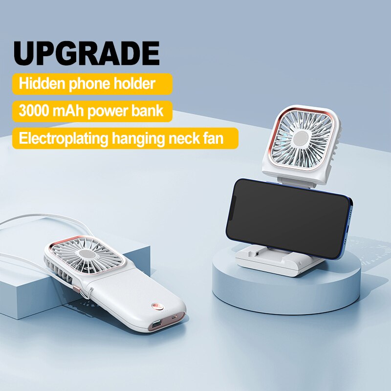 Mini ventilador de cuello con cuello Halter para niños, dispositivo de ventilación portátil con USB, manos libres, plegable, con carga Usb