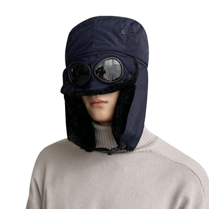 Vinter balaclava mössa för kvinnor män ansiktsmask motorhuv glasögon vindtät tjock varm snö skidor vintermössa öronskydd