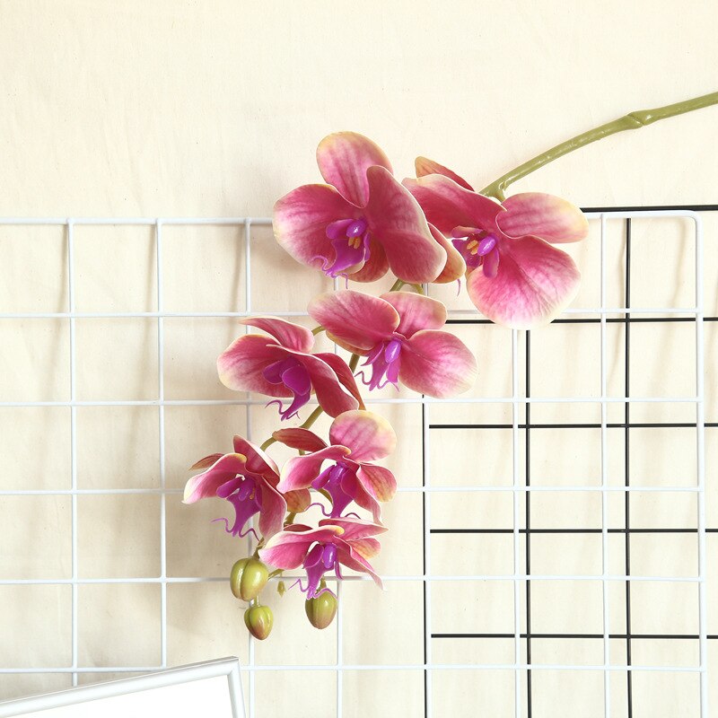 Orquídeas de látex con estampado 3D grandes, flores artificiales blancas, sensación de Orquídea de simulación a mano, flores para decoración de boda y hogar: Dark Pink