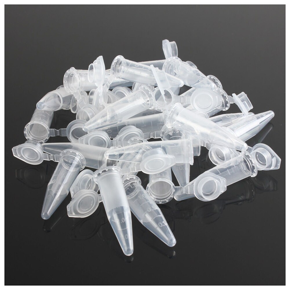 -100PCS 1,5 ml laboratorio Mini tubo de ensayo plástico centrífuga Vial Snap Cap 42x11mm transparente