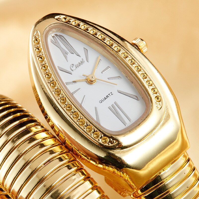 Cussi guld luksus kvinders slangeure kvarts armbåndsure dame armbåndsur reloj mujer relogio feminin