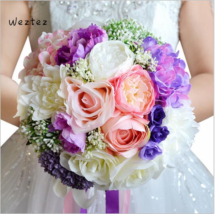 Bridal Bouquets Bridal Holding Flowers Wedding Bouquet Handmade Rose Artificial Flowers Flower good moon D475