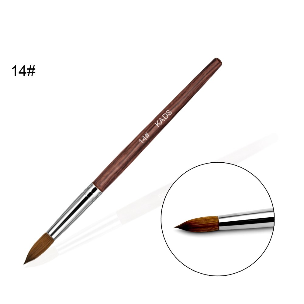 1 st kolinsky sable akryl borste uv gel carving pen pensel flytande pulver diy nagelteckning platt rund röd trä nagelkonst pensel: Borstomgång 14