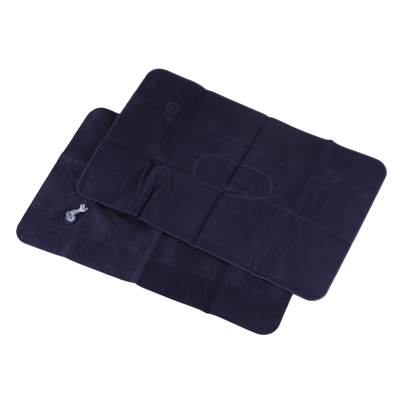 2 Stuks Opblaasbare Zitkussen Reizen Kussen Slaap Hoofd Ondersteuning In Auto Diepe Blauw 38*24Cm