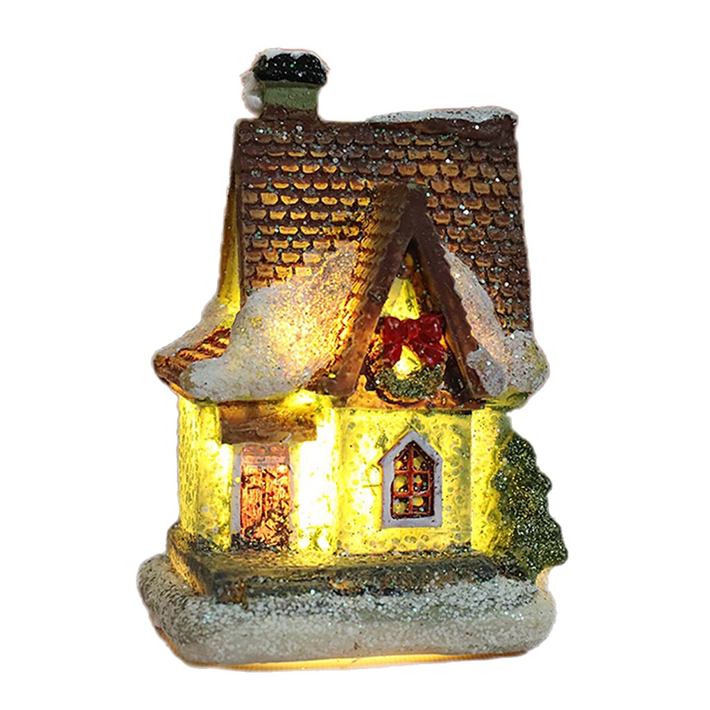 Christmas Decor Lighting Miniature Ornament Village Houses Xmas LED Light House: Style 4
