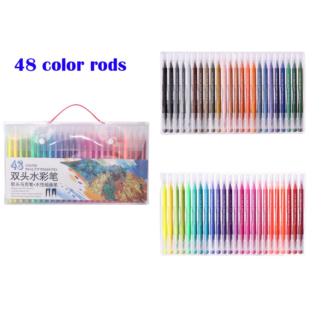 12/18/24/36/48/72/100Pcs/Pack Colors Double-Headed Watercolor Pen Color Marker Set Hook Line Pen Art Marker Pens School Supplies: 13
