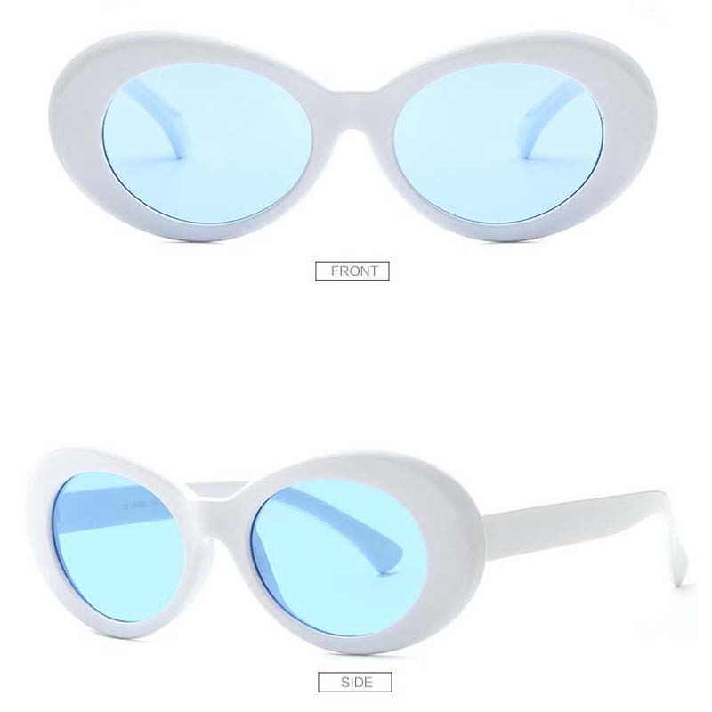 Frauen Schlagkraft Brille Gläser Männer Sonnenbrille Weiblich Männlich Oval Sonnenbrille Schwarz Weiß verrotten Brillen UV400: Weiß Rahmen Blau
