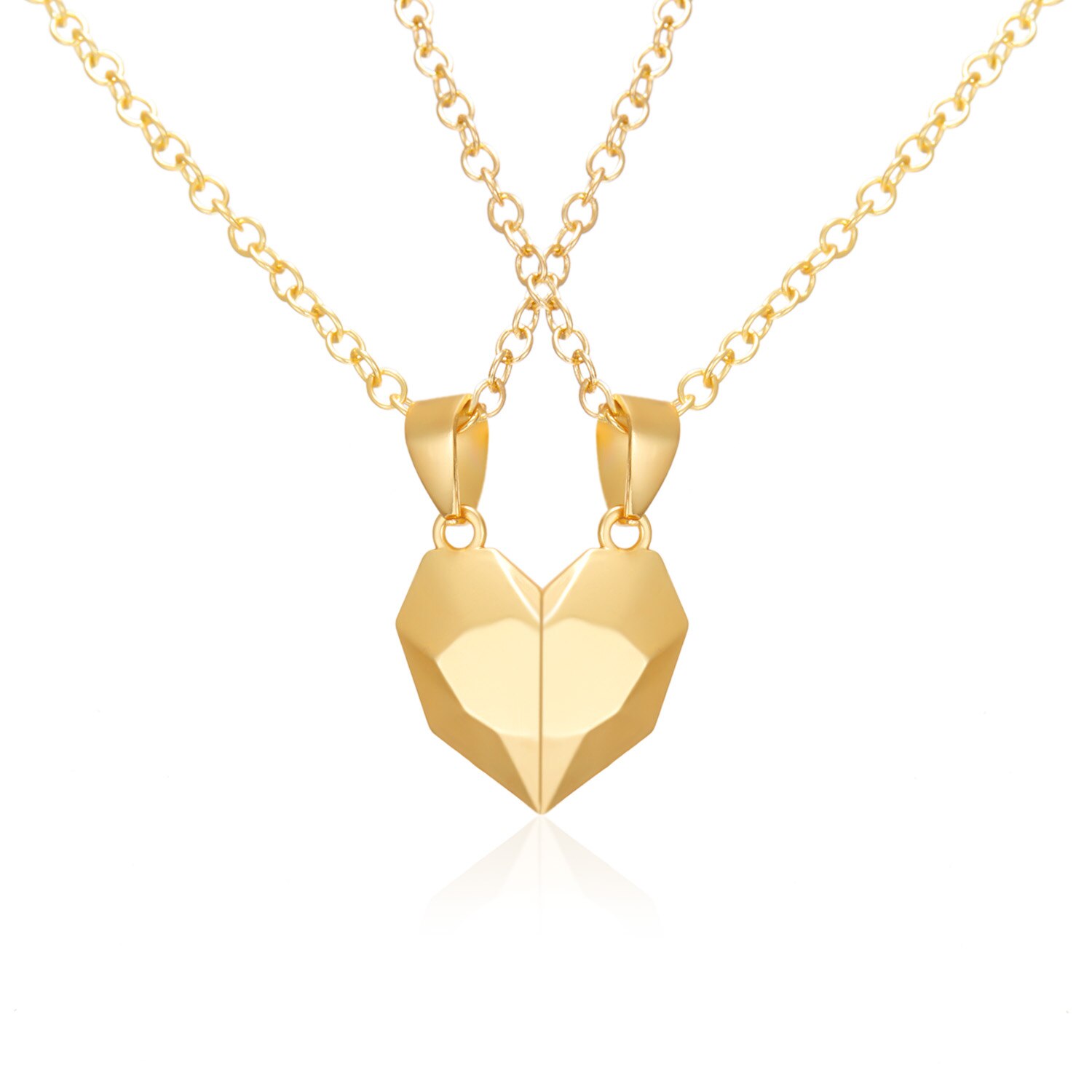 Collier de Couple magnétique pour femmes, pendentif d'amitié, cœur, Distance, breloque à facettes, de saint valentin, 2 pièces/lot,: 12