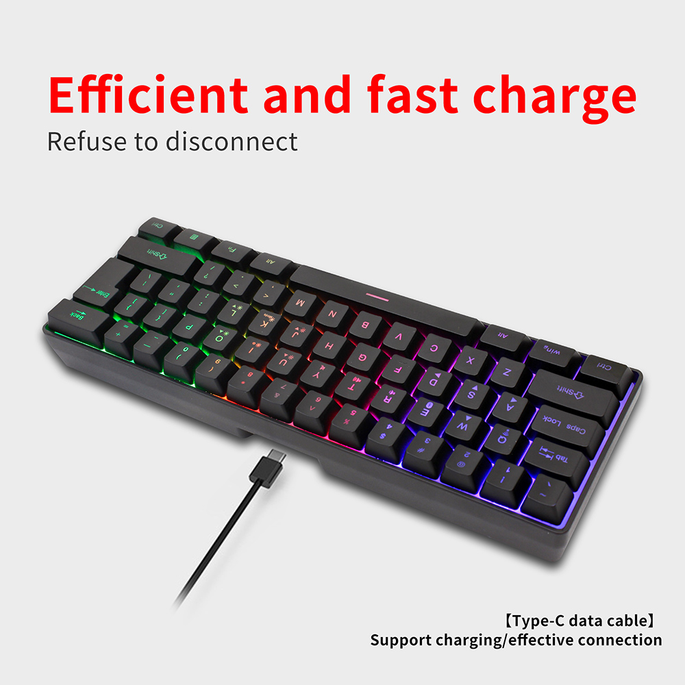 Mini Portable 60% Keyboard Wireless Bluetooth 2.4G Dual mode RGB Backlight Gaming Keyboard SK61 For Desktop PK gk61 keyboard