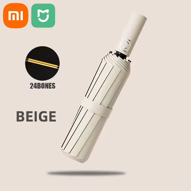Xiaomi Mijia 24 Bone Solid Color Automatic Collapsible Umbrella Outdoor Large Format Sunshade UV Protection Automatic Umbrella: Red