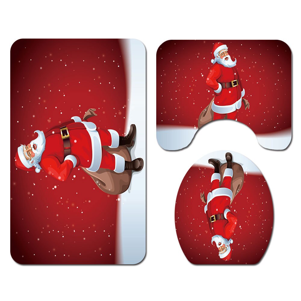 Zeegle Kerst Badmat En Douchegordijn Set Antislip Douche Floor Mat Absorberende Wc Tapijt Voet Mat Wasbare badmat Set: SDS16